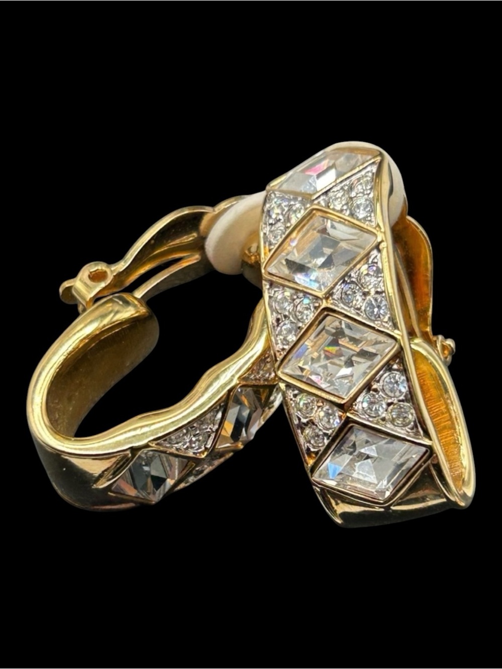 Signed Swarovski Crystal Hoop Clip Earrings